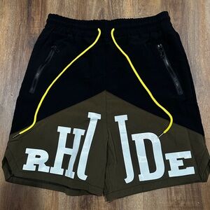Black and Green Athletic Shorts with Performance Fabric
